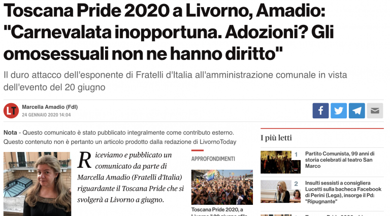 No al Pride a Livorno