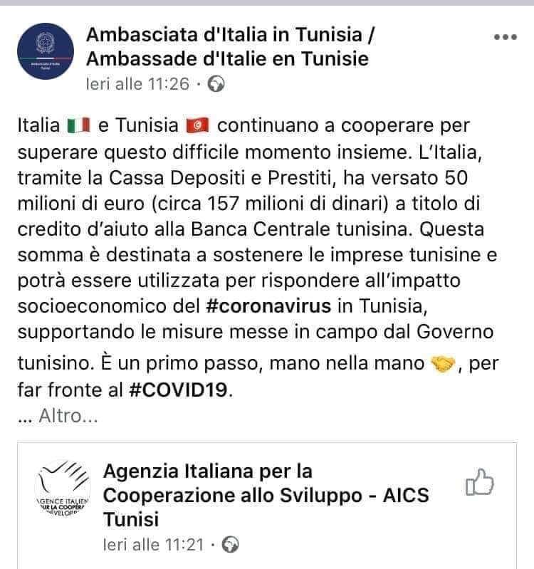 50 milioni alla Tunisia