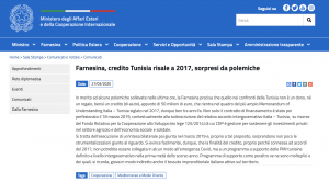 La replica della Farnesina che di fatto conferma i 50 milioni alla Tunisia