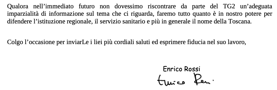 Rsa: Rossi contro il Tg2