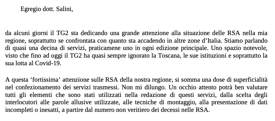 Rsa: Rossi contro il Tg2