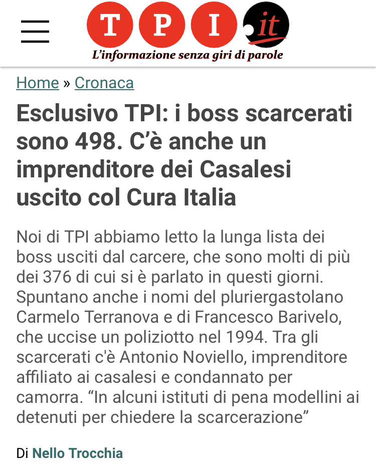 Boss mafiosi scarcerati