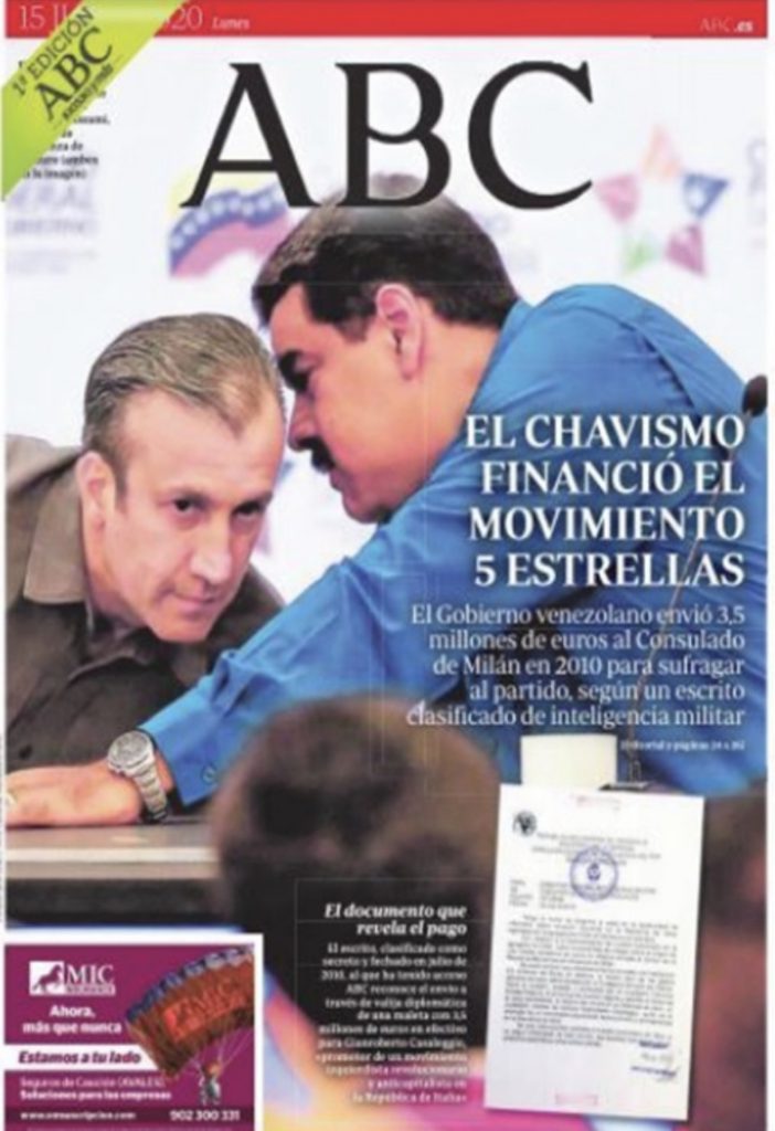 5stelle finanziati da Maduro. La copertina di ABC