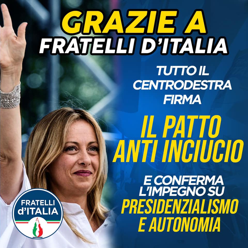 Meloni, Salvini e Berslusconi: il centrodestra dice sì al patto anti inciucio