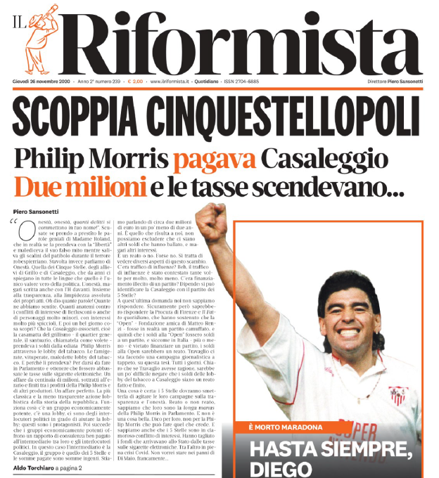 Casaleggio Philip Morris 5 Stelle