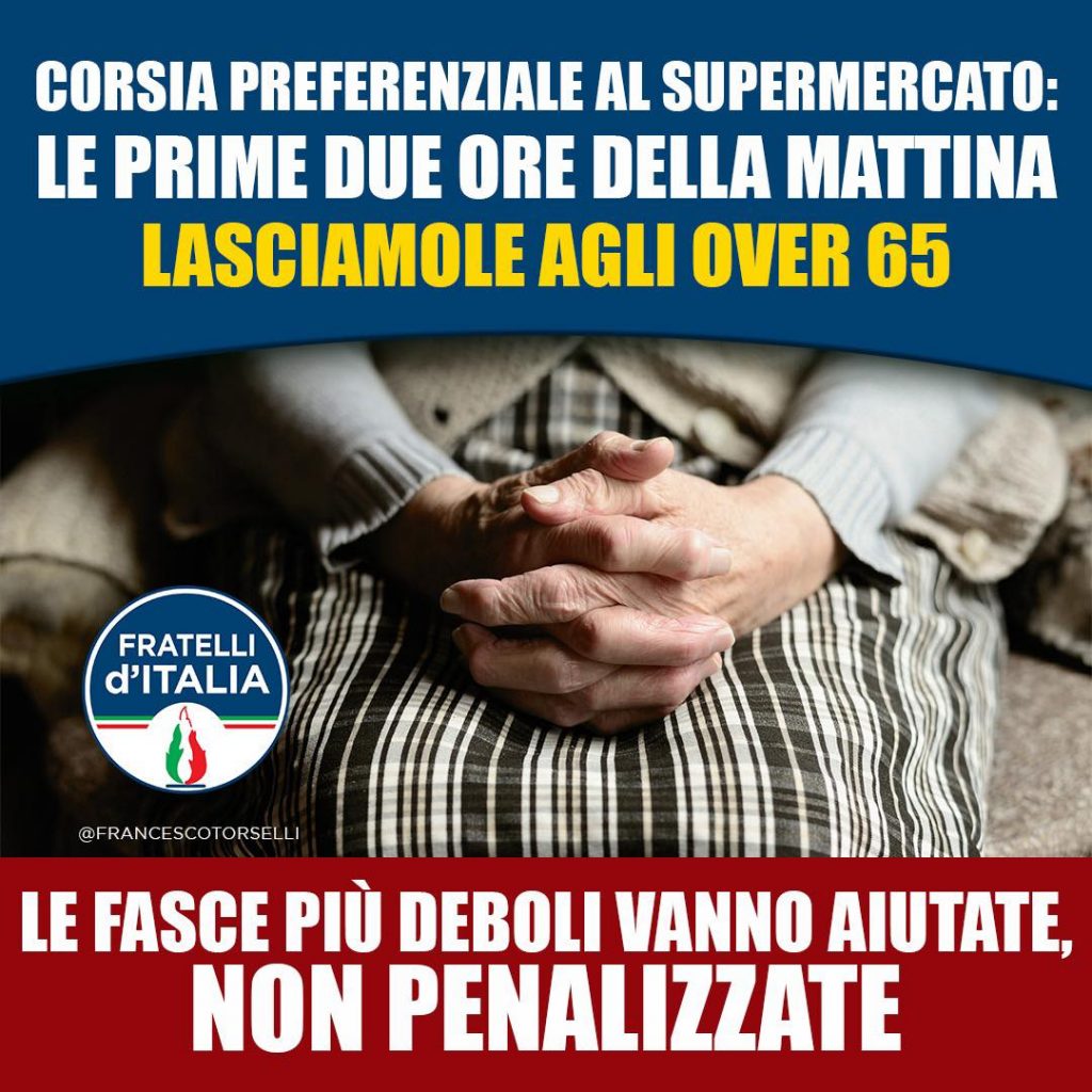 Corsia preferenziale per gli anziani nei supermercati