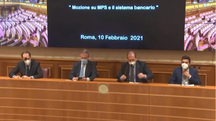 Privatizzazione Mps: conferenza stampa con Ciriani, Urso, La Pietra e Michelotti