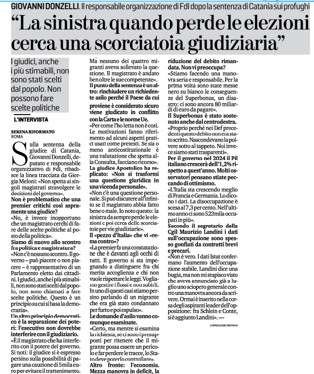 intervista la stampa 3 ottobre 2023