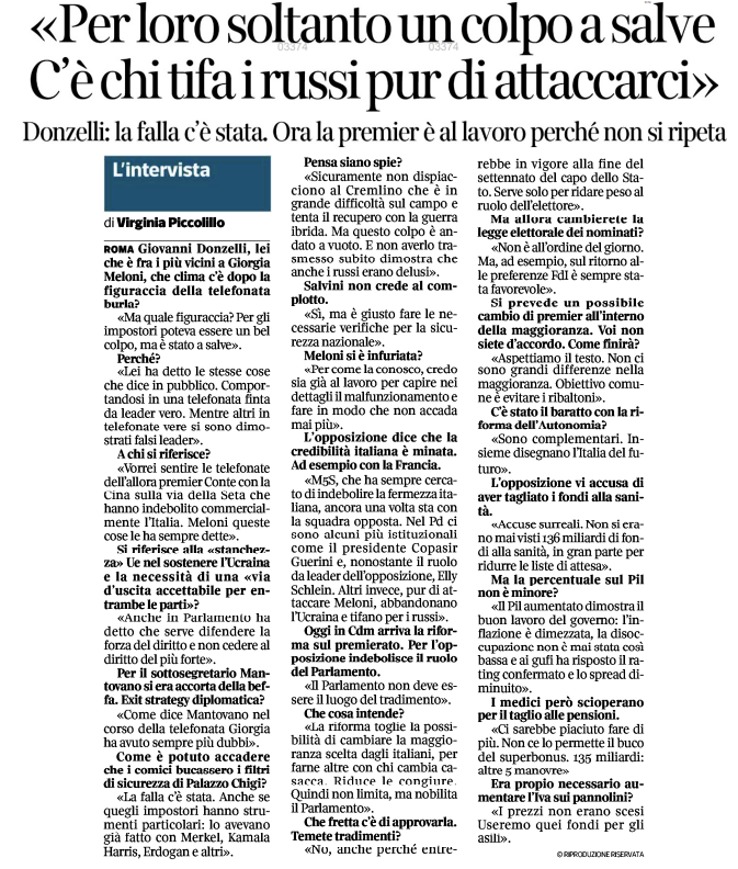 intervista corriere 3 novembre 2023